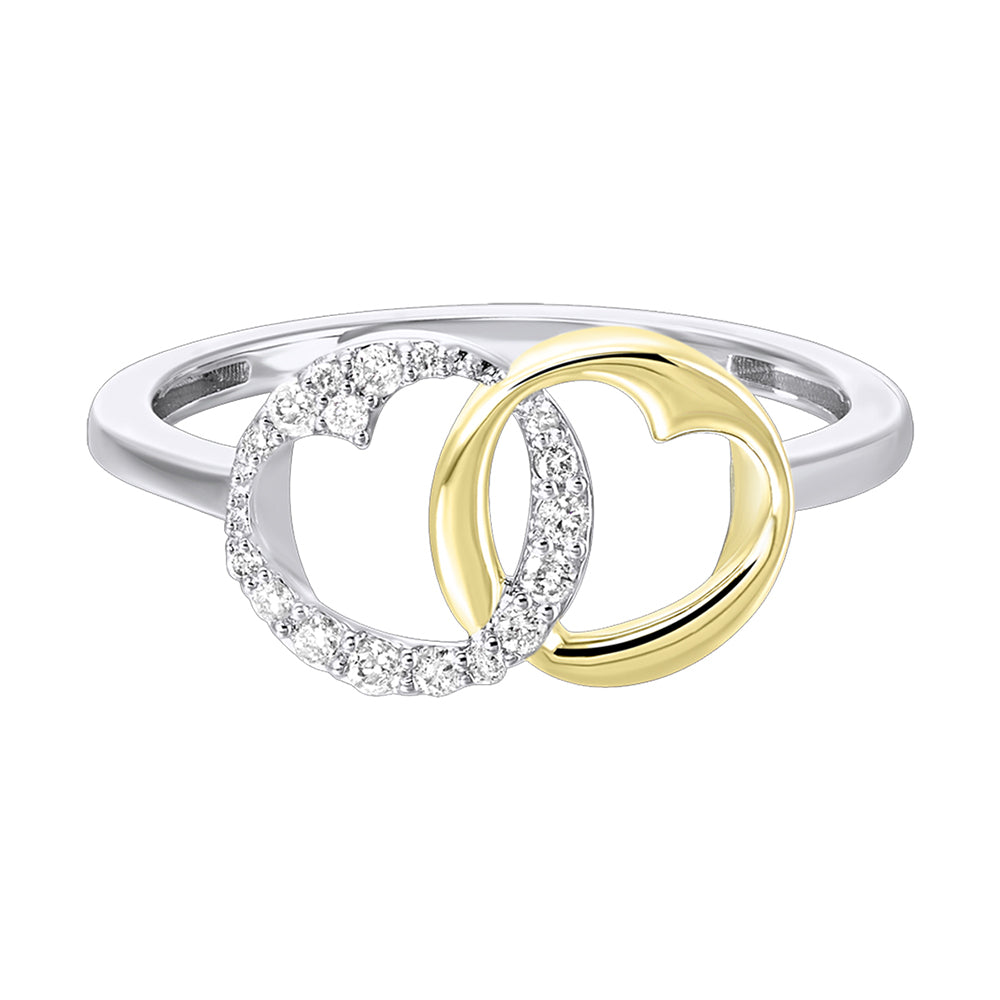 Gold Silver White Yellow Diamond 1/10Ctw Ring