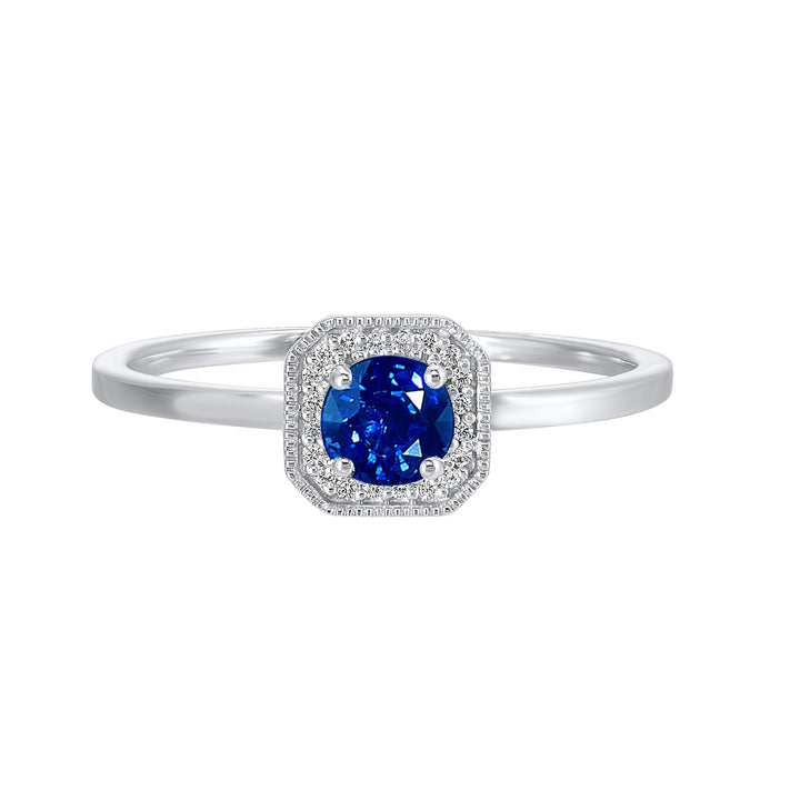 10Kt White Gold Diamond 1/12Ctw & Sapphire 5/8Ctw Ring