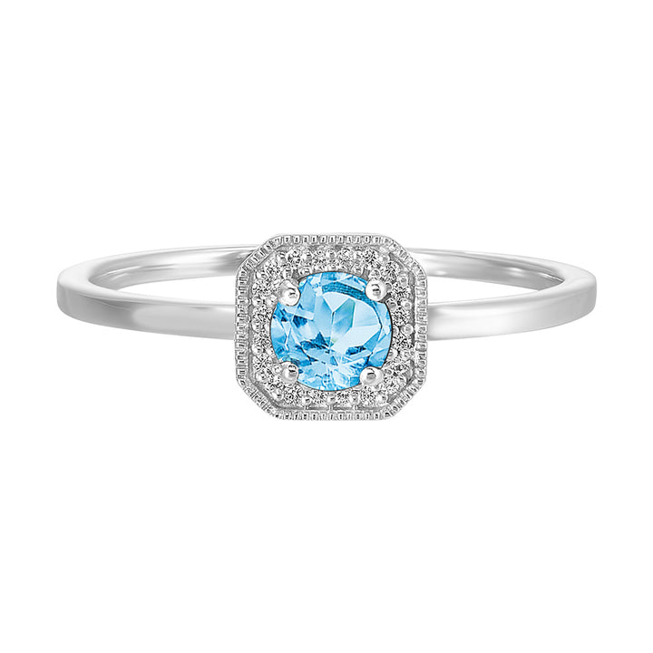 10Kt White Gold Diamond 1/12Ctw & Blue Topaz 1/2Ctw Ring
