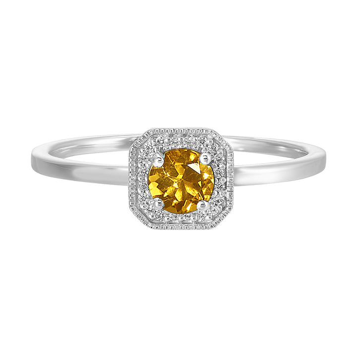 10Kt White Gold Diamond 1/12Ctw & Citrine 1/2Ctw Ring