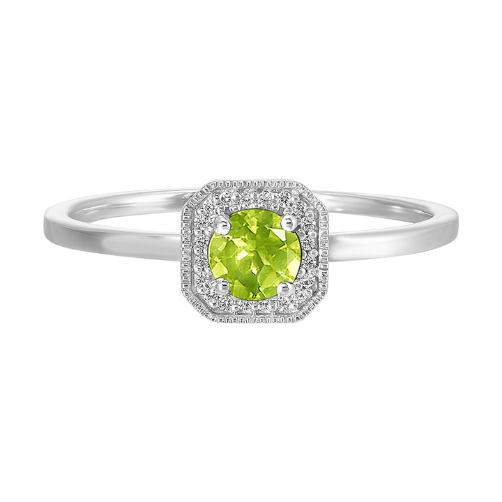 10Kt White Gold Diamond 1/12Ctw & Peridot 1/2Ctw Ring