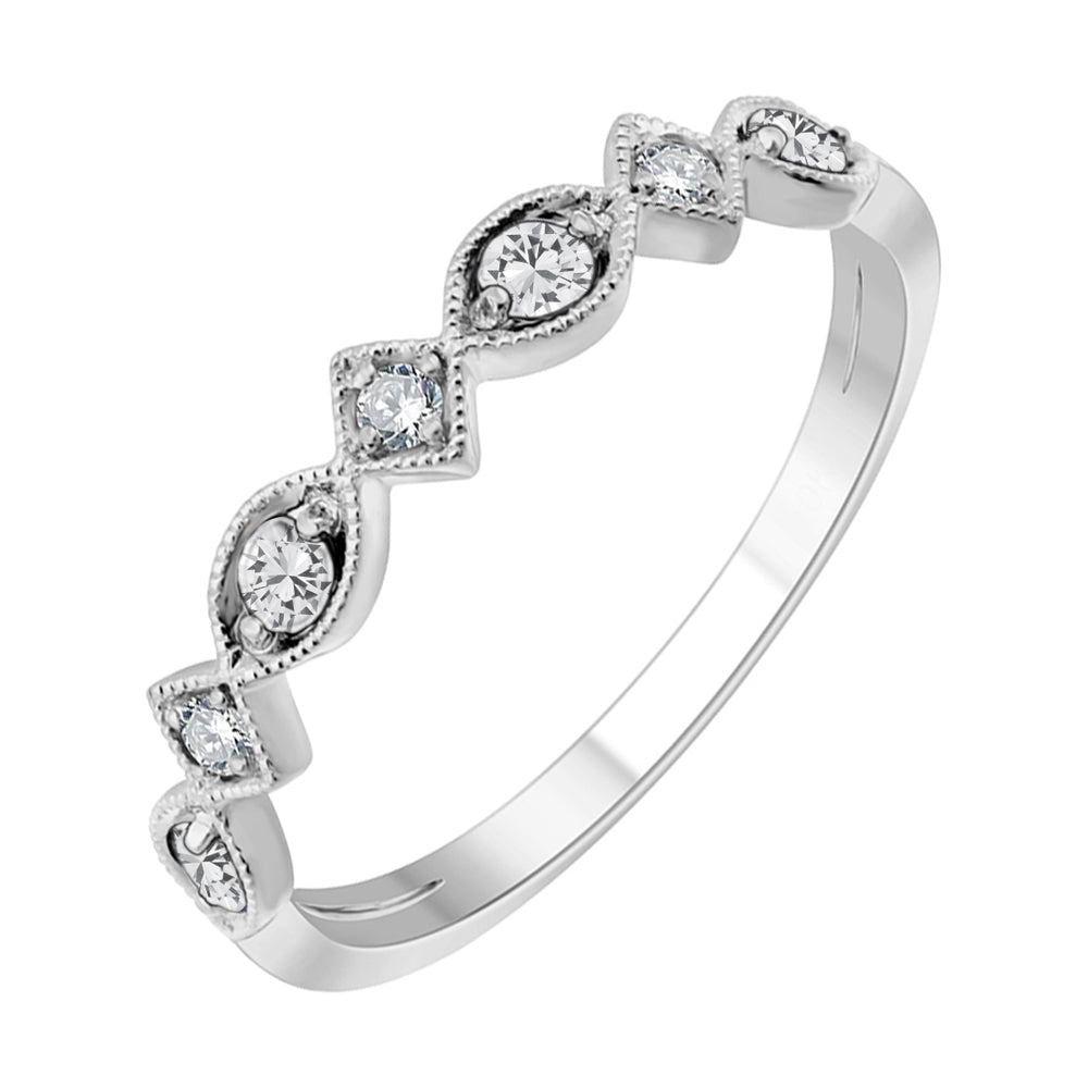 10Kt White Gold Diamond 1/20Ctw & White Topaz 1/6Ctw Ring