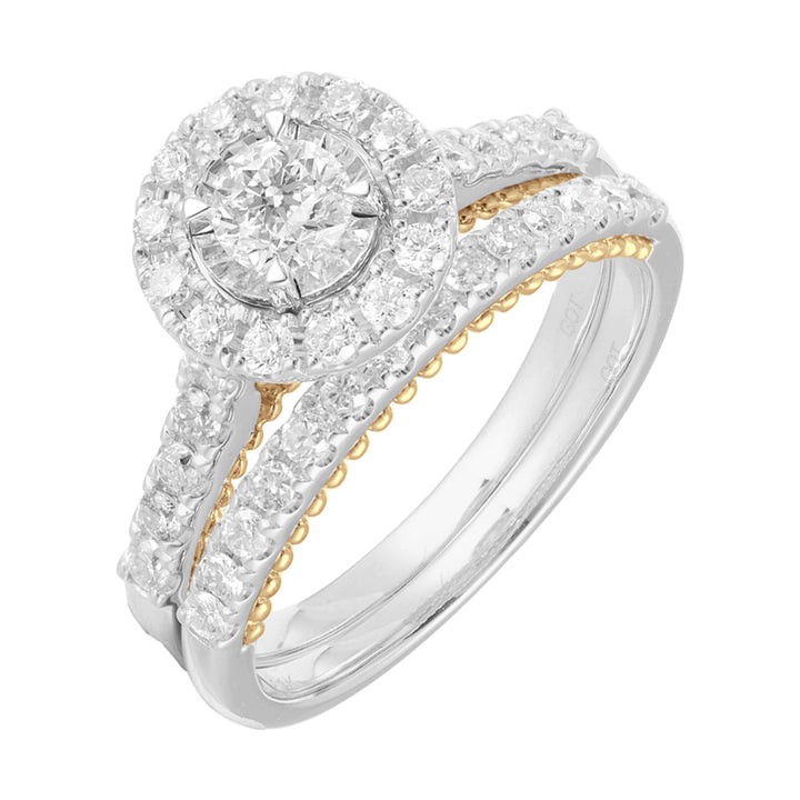 14Kt White Yellow Gold Diamond 1Ctw Ring