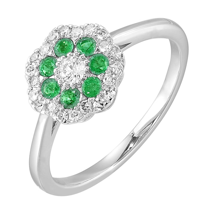 10Kt White Gold Diamond 1/4Ctw & Emerald 1/4Ctw Ring