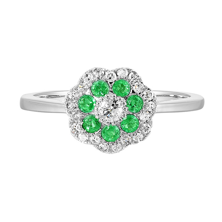 10Kt White Gold Diamond 1/4Ctw & Emerald 1/4Ctw Ring