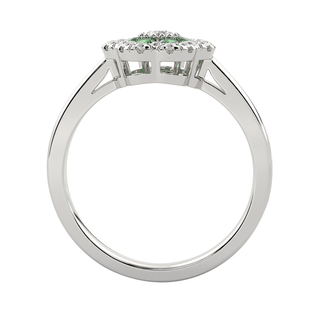 10Kt White Gold Diamond 1/4Ctw & Emerald 1/4Ctw Ring
