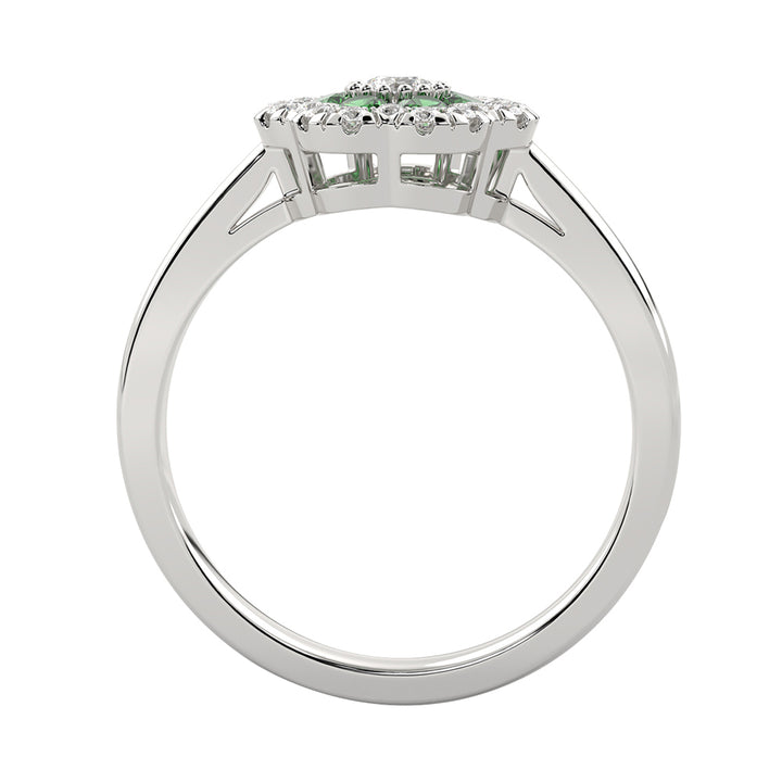 10Kt White Gold Diamond 1/4Ctw & Emerald 1/4Ctw Ring