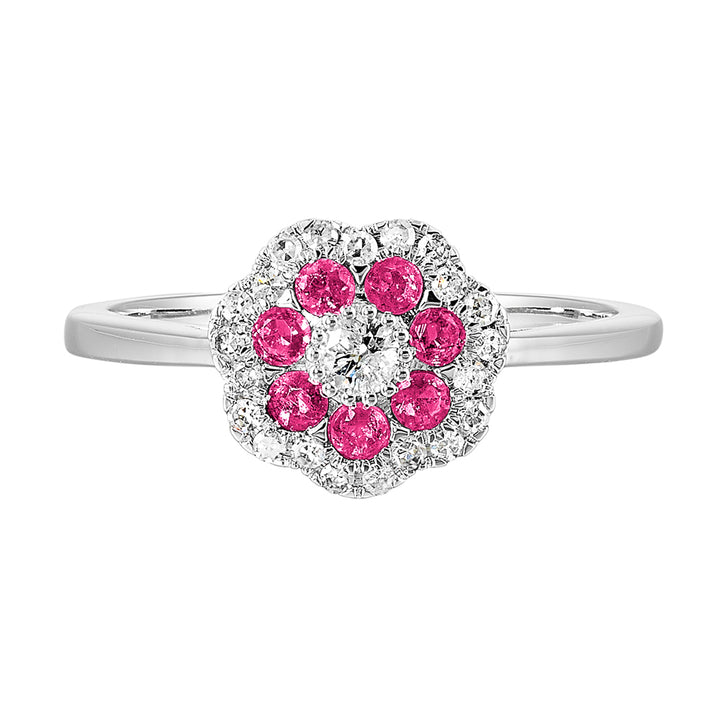 10Kt White Gold Diamond 1/4Ctw & Ruby 1/4Ctw Ring