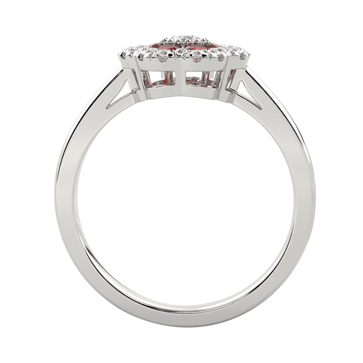 10Kt White Gold Diamond 1/4Ctw & Ruby 1/4Ctw Ring