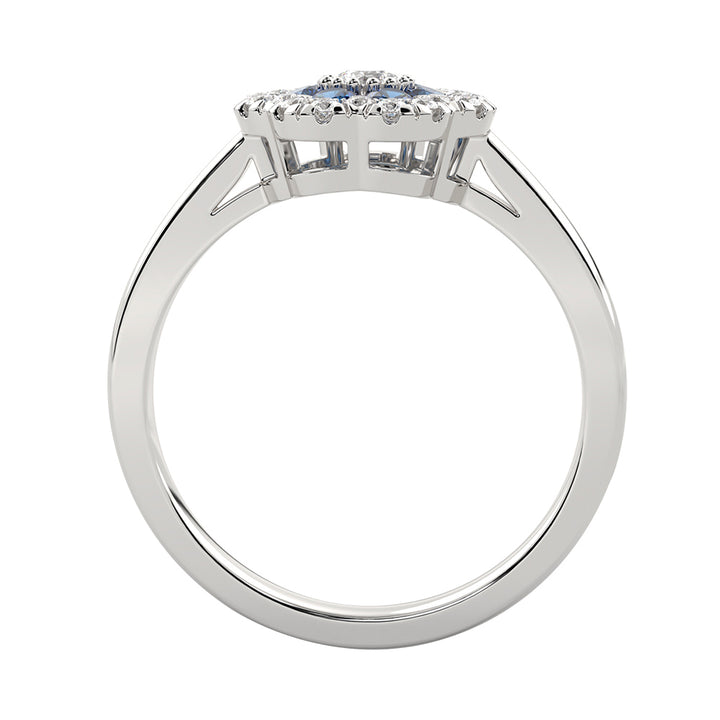 10Kt White Gold Diamond 1/4Ctw & Sapphire 1/4Ctw Ring