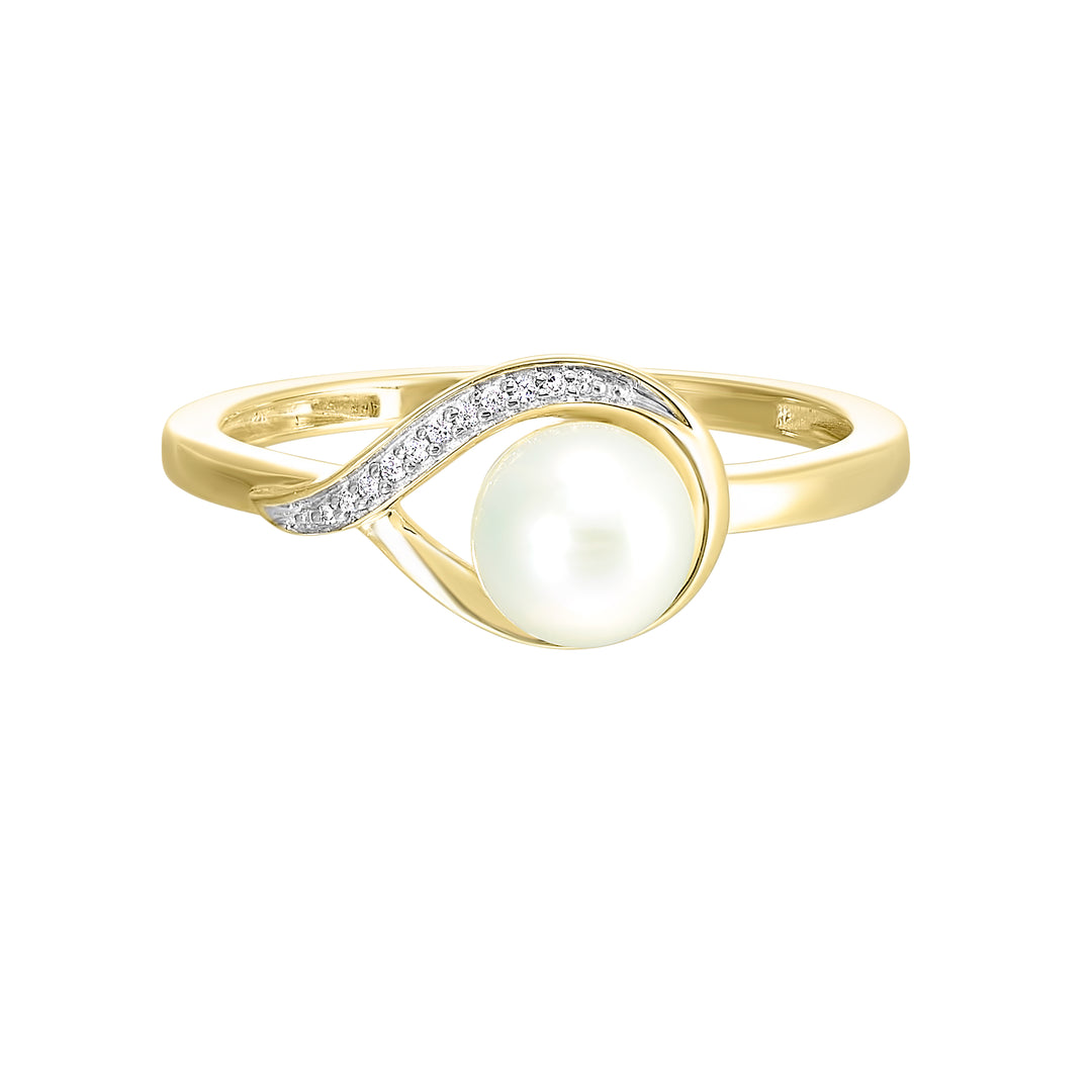 14Kt Yellow Gold Diamond 1/50Ctw & Pearl 1 1/2Ctw Ring