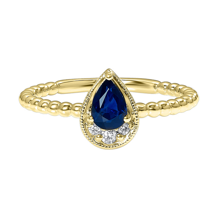 14Kt Yellow Gold Diamond 1/20Ctw & Sapphire 1/2Ctw Ring