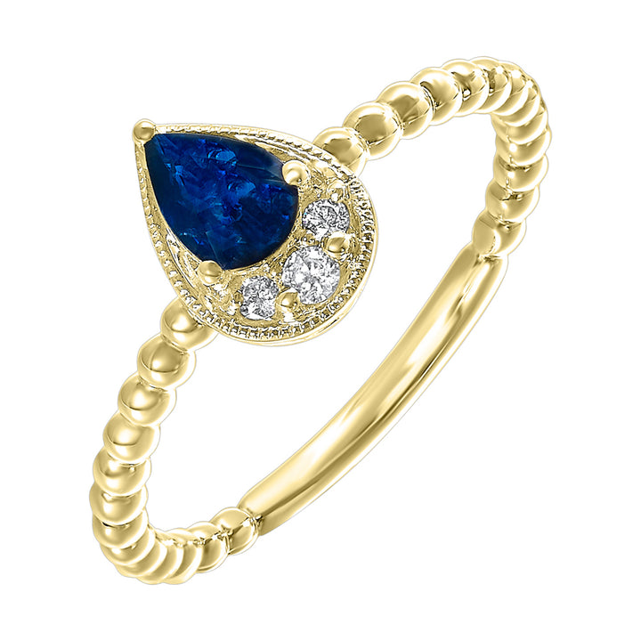 10Kt Yellow Gold Diamond 1/20Ctw & Sapphire 1/2Ctw Ring