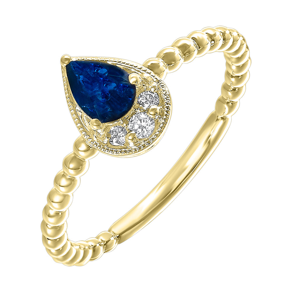 10Kt Yellow Gold Diamond 1/20Ctw & Sapphire 1/2Ctw Ring