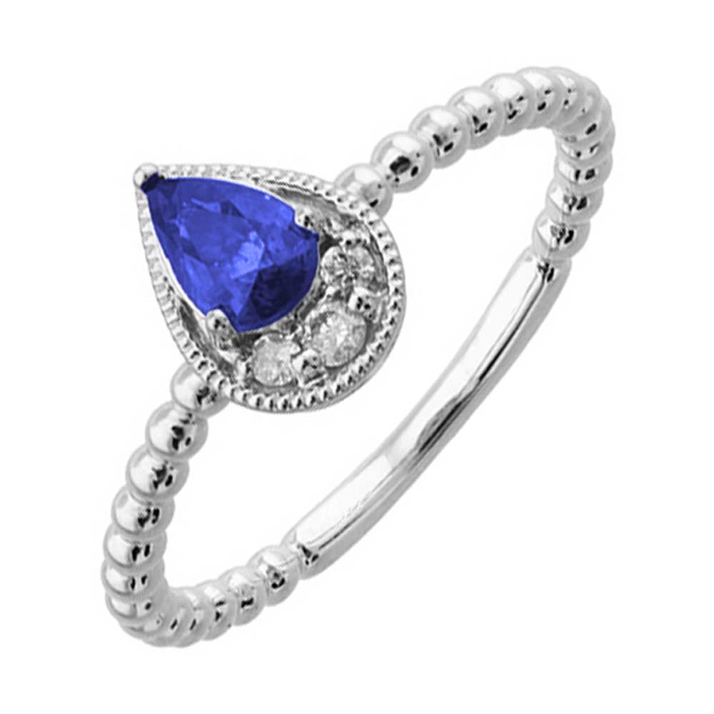 14Kt White Gold Diamond 1/20Ctw & Sapphire 1/2Ctw Ring