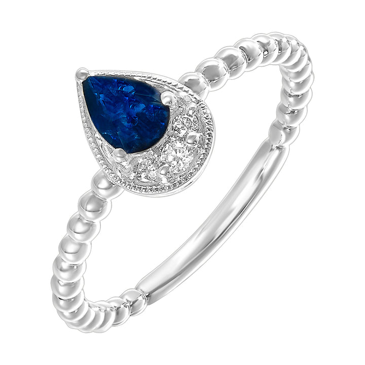 14Kt White Gold Diamond 1/20Ctw & Sapphire 1/2Ctw Ring