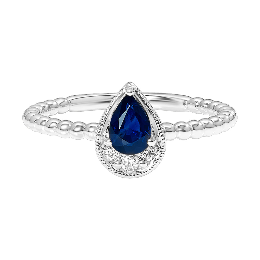 14Kt White Gold Diamond 1/20Ctw & Sapphire 1/2Ctw Ring