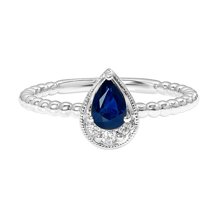 14Kt White Gold Diamond 1/20Ctw & Sapphire 1/2Ctw Ring