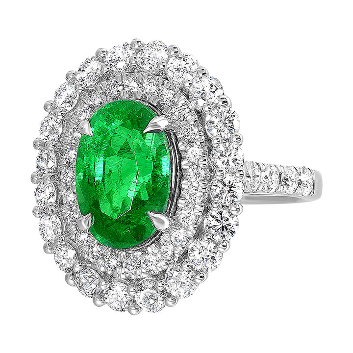 14Kt White Gold Diamond 2 1/5Ctw & Emerald 4 1/2Ctw Ring