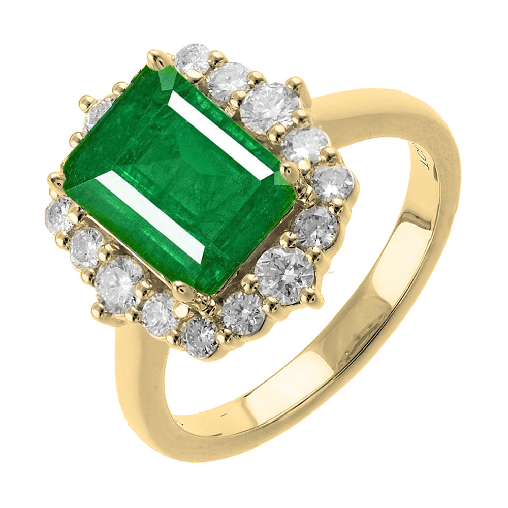 14Kt Yellow Gold Diamond 5/8Ctw & Emerald 2 1/8Ctw Ring