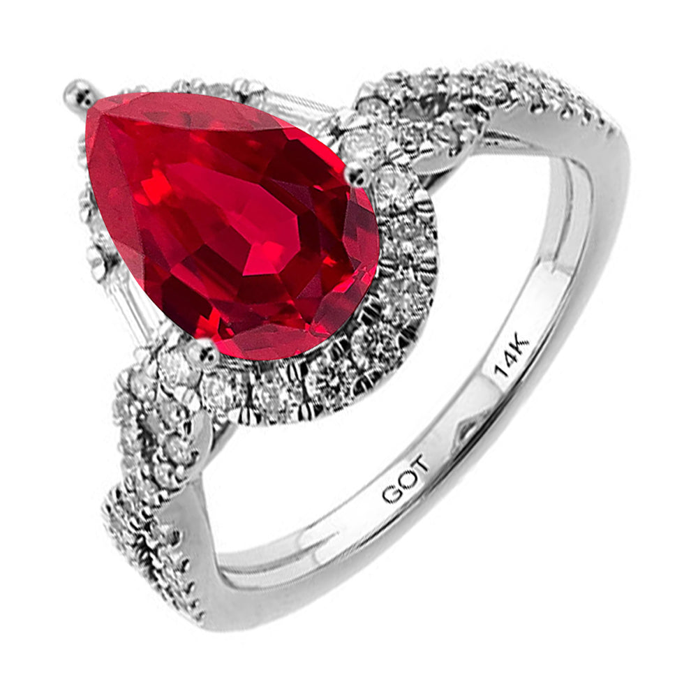 14Kt White Gold Diamond 1/2Ctw & Ruby 2 1/8Ctw Ring