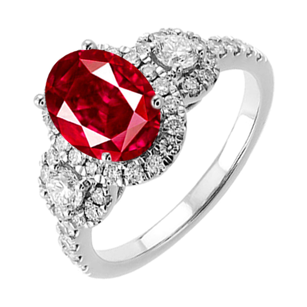 14Kt White Gold Diamond 3/4Ctw & Ruby 1 3/4Ctw Ring