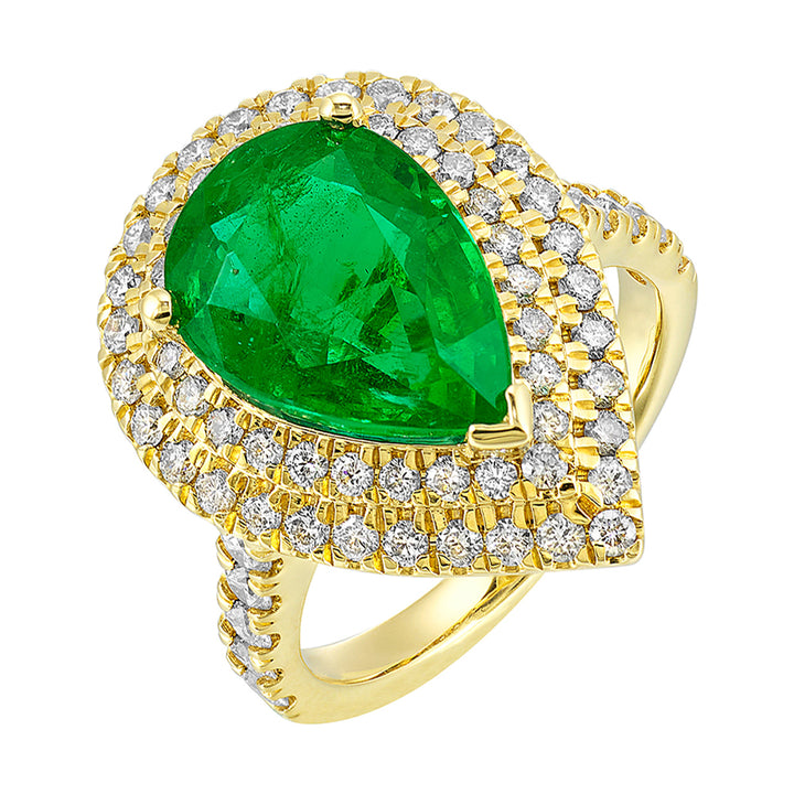 14Kt Yellow Gold Diamond 1 1/6Ctw & Emerald 4 1/2Ctw Ring