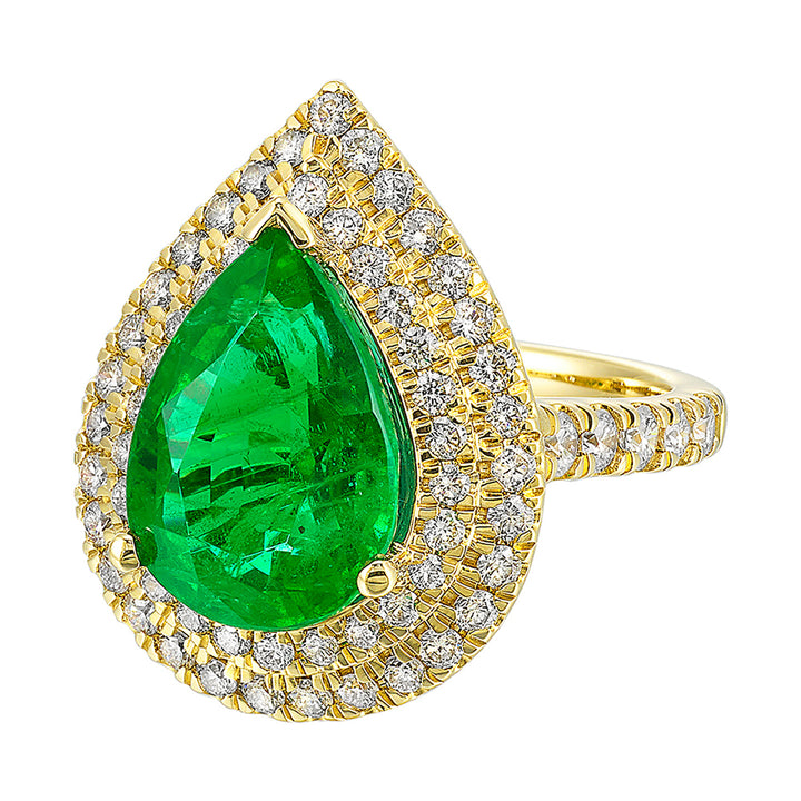 14Kt Yellow Gold Diamond 1 1/6Ctw & Emerald 4 1/2Ctw Ring