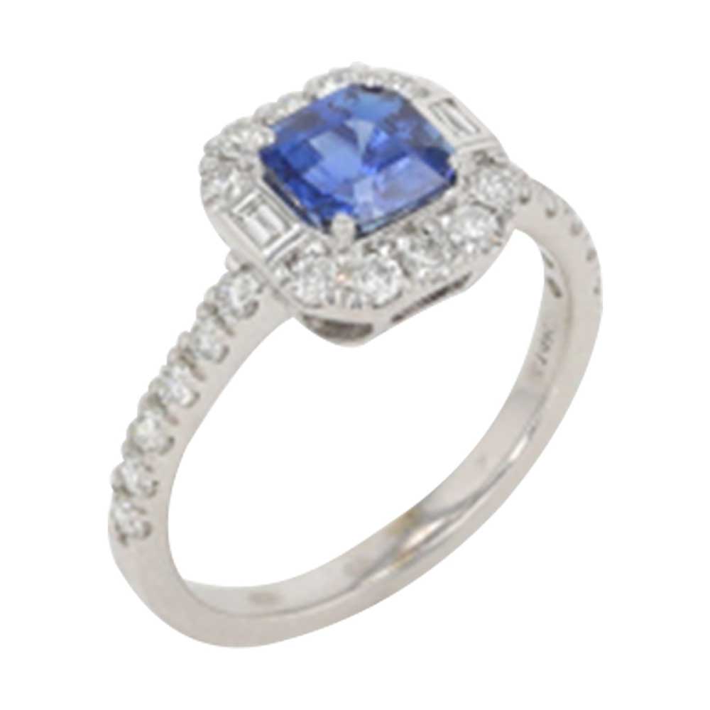 14Kt White Gold Diamond 1/2Ctw & Sapphire 1 1/3Ctw Ring