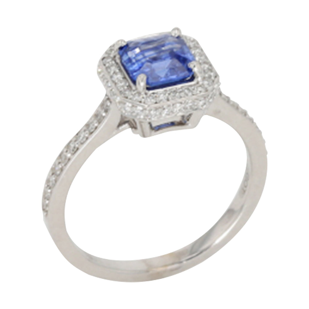 14Kt White Gold Diamond 3/8CTW & Sapphire 1 1/8CTW Ring
