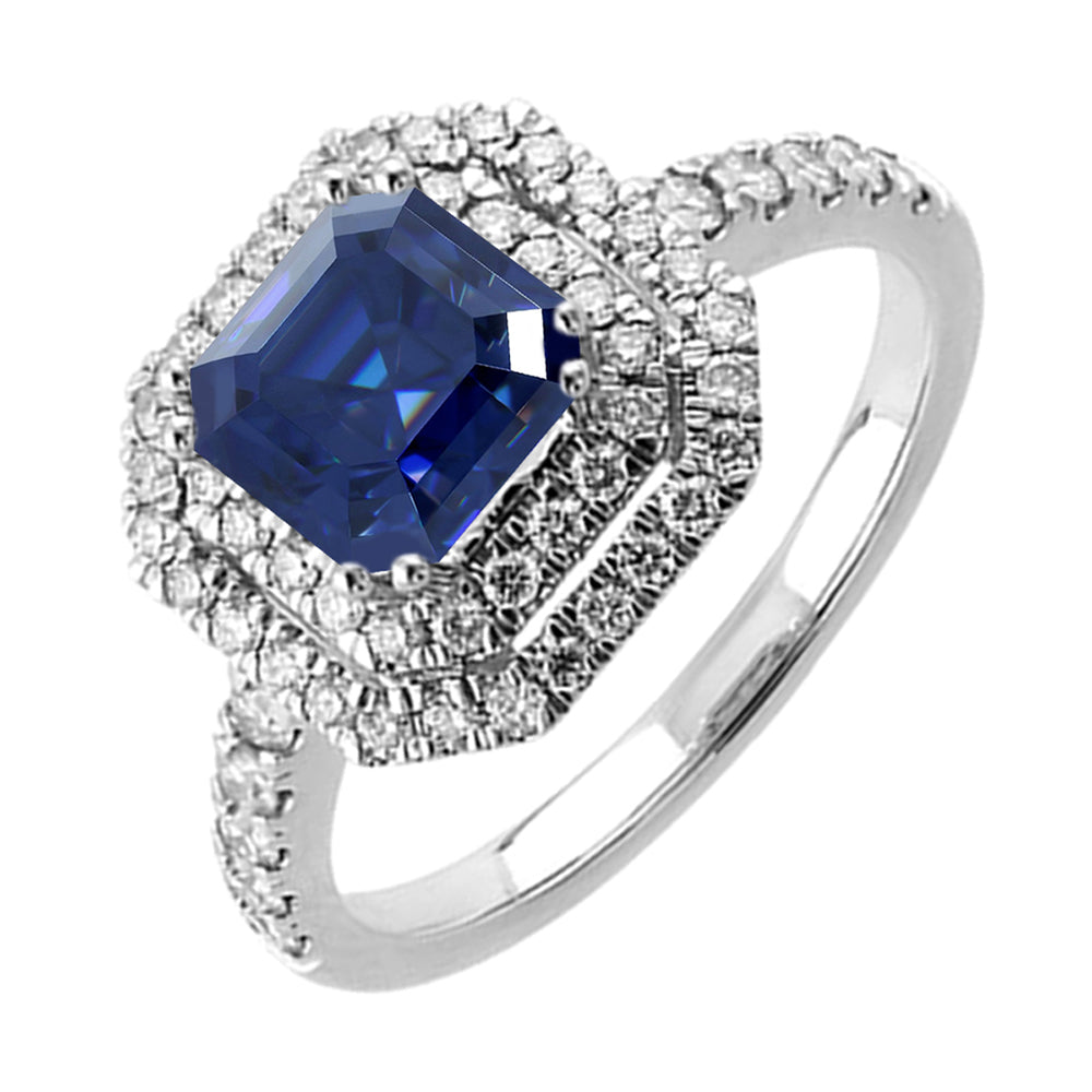14Kt White Gold Diamond 1/2Ctw & Sapphire 1Ctw Ring
