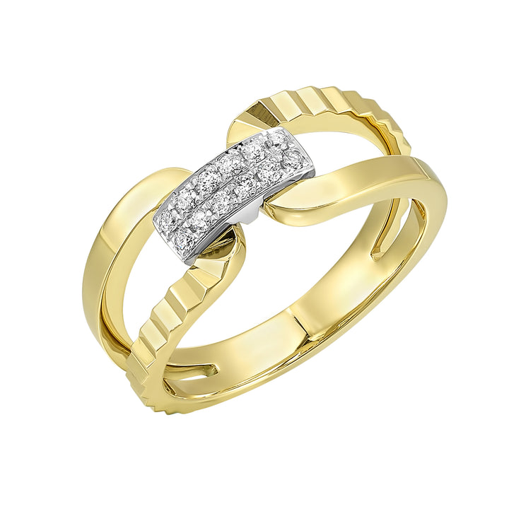 14Kt White Yellow Gold Diamond 1/10Ctw Ring