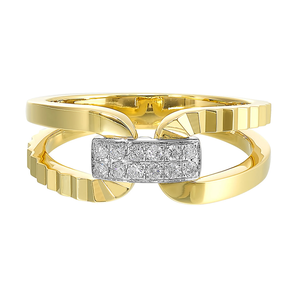 14Kt White Yellow Gold Diamond 1/10Ctw Ring