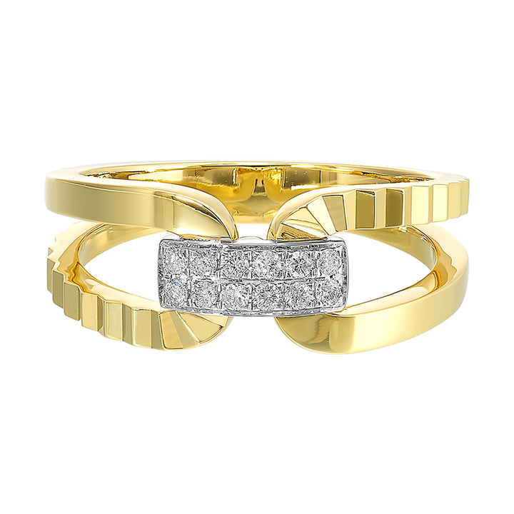 14Kt White Yellow Gold Diamond 1/10Ctw Ring