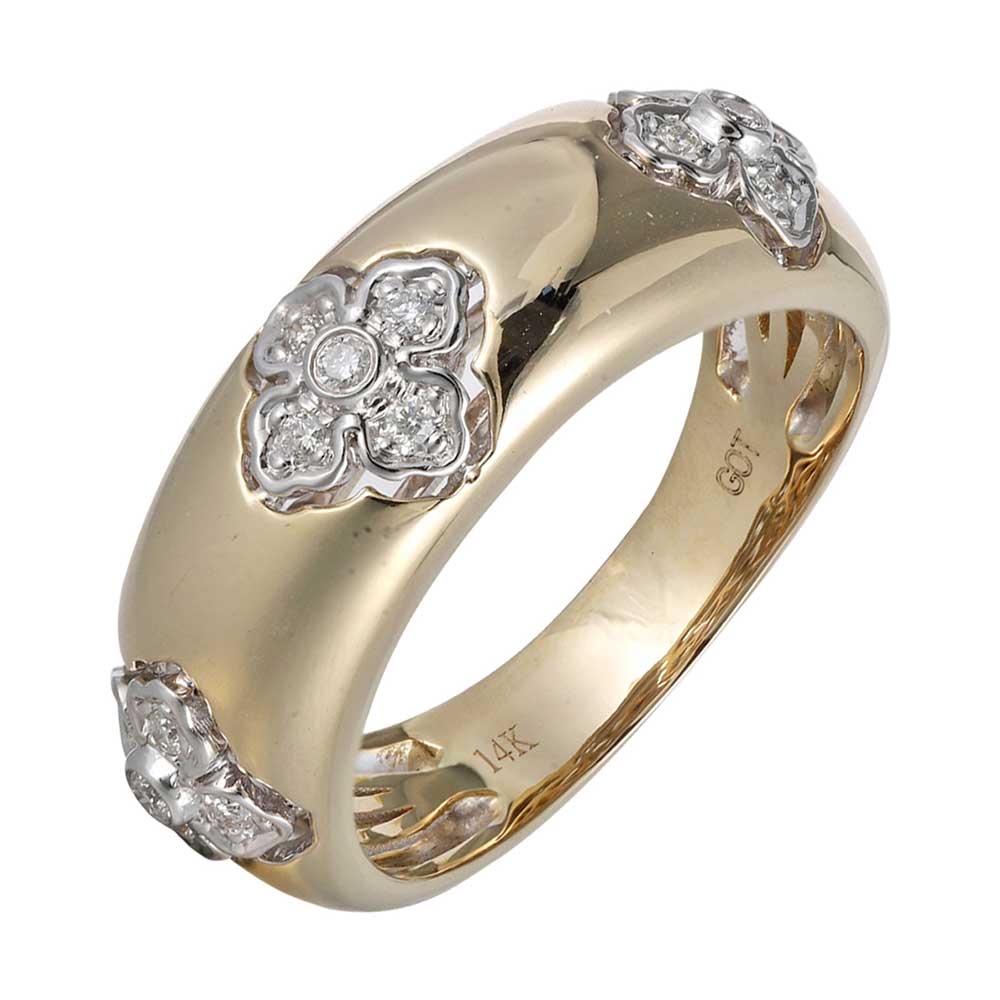 14Kt White Yellow Gold Diamond 1/8Ctw Ring
