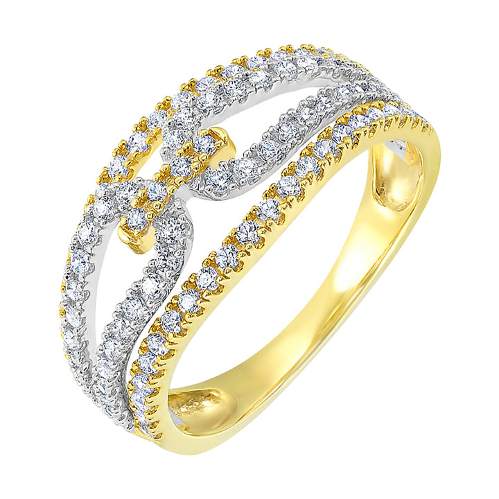 10Kt White Yellow Gold Diamond 3/4Ctw Ring