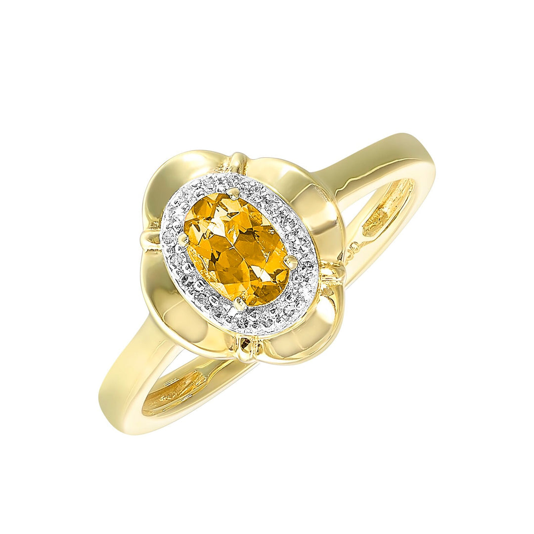10Kt Yellow Gold Diamond 1/15Ctw & Citrine 3/8Ctw Ring