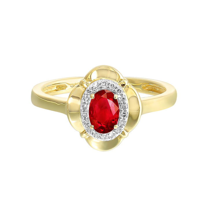 10Kt Yellow Gold Diamond 1/15Ctw & Garnet 1/2Ctw Ring