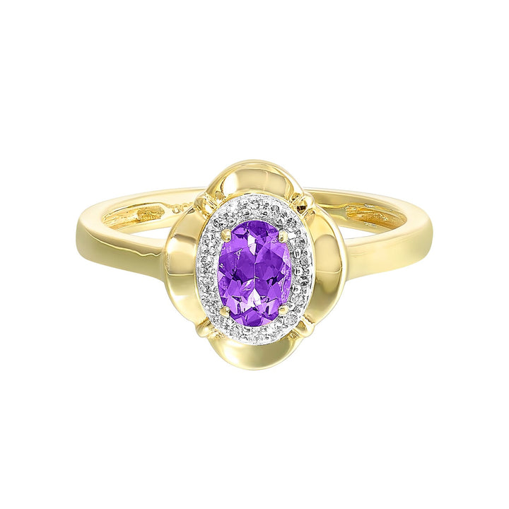 10Kt Yellow Gold Diamond 1/15Ctw & Amethyst 3/8Ctw Ring
