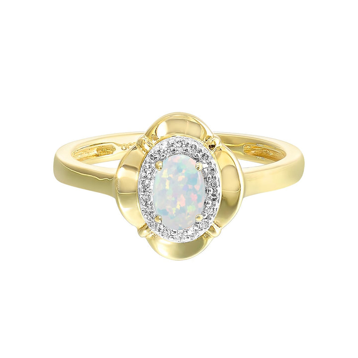 10Kt Yellow Gold Diamond 1/15Ctw & Opal 1/2Ctw Ring