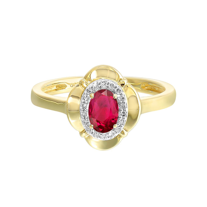 10Kt Yellow Gold Diamond 1/15Ctw & Ruby 1/2Ctw Ring