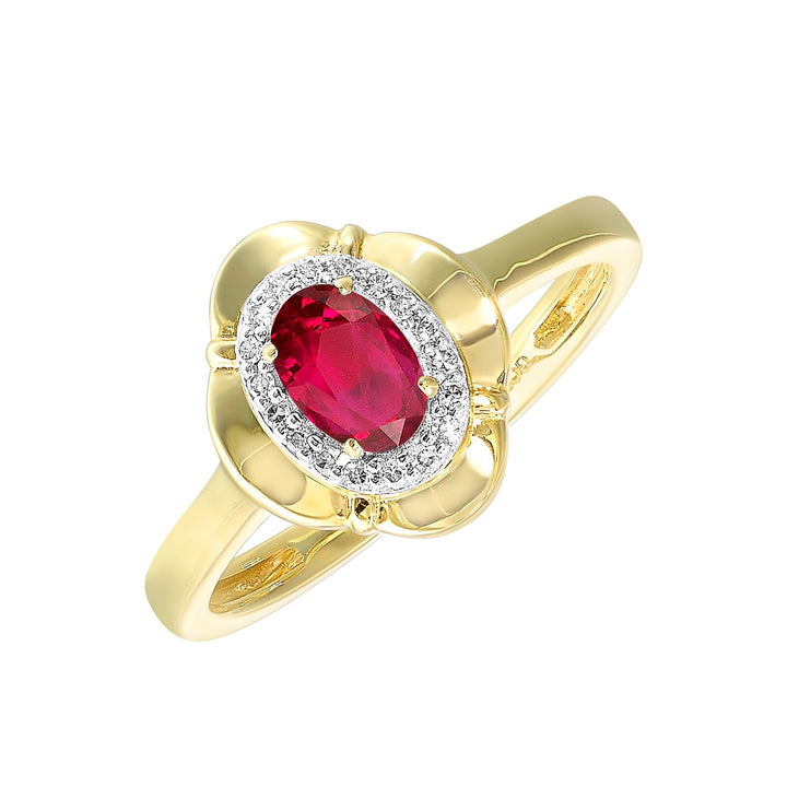 10Kt Yellow Gold Diamond 1/15Ctw & Ruby 1/2Ctw Ring