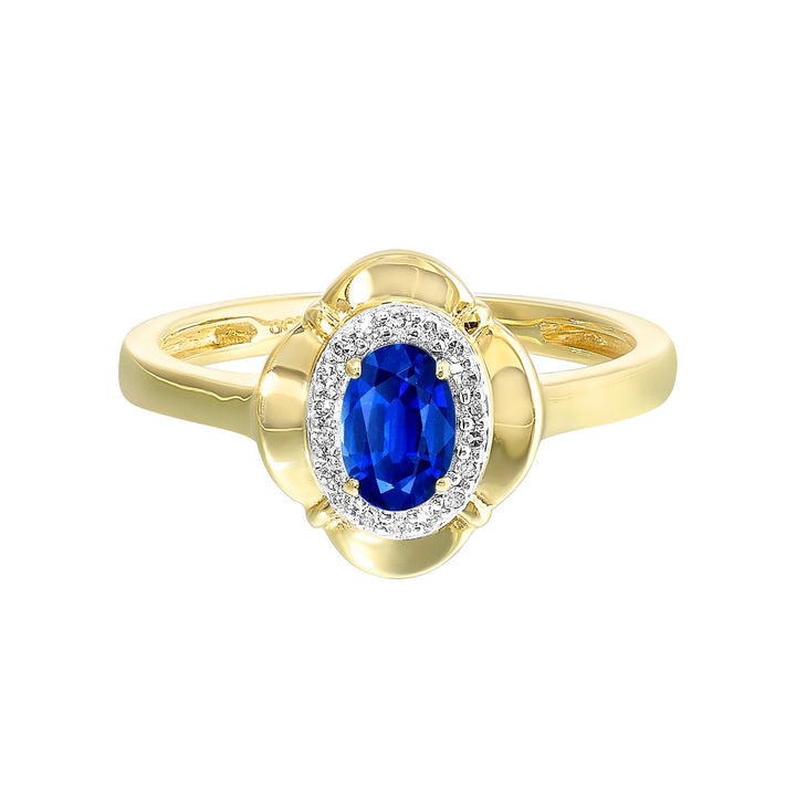 10Kt Yellow Gold Diamond 1/15Ctw & Sapphire 1/2Ctw Ring