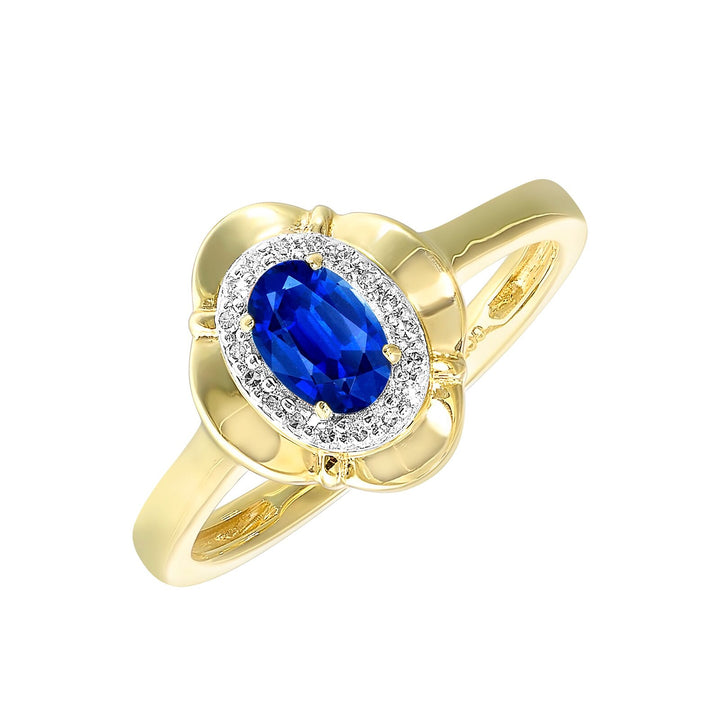 10Kt Yellow Gold Diamond 1/15Ctw & Sapphire 1/2Ctw Ring