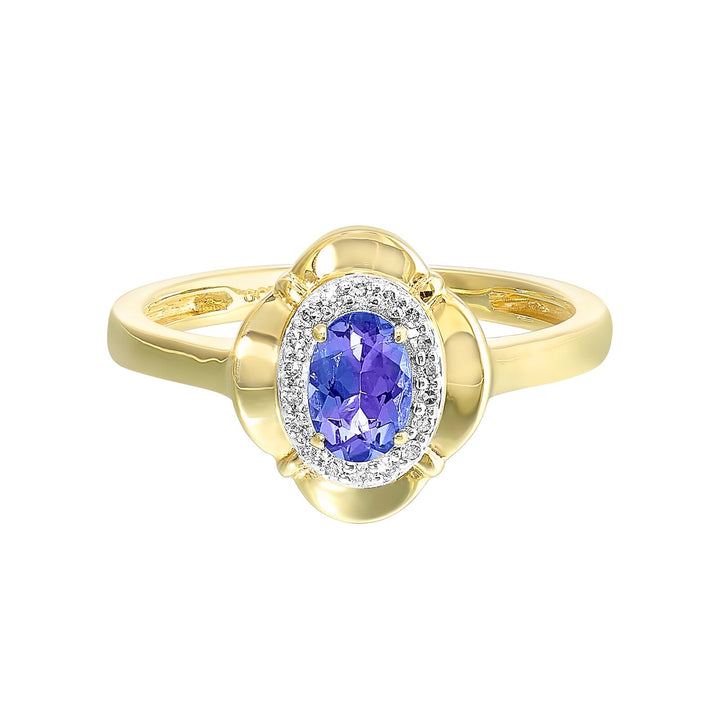 10Kt Yellow Gold Diamond 1/15Ctw & Syn Alexandrite 1/2Ctw Ring