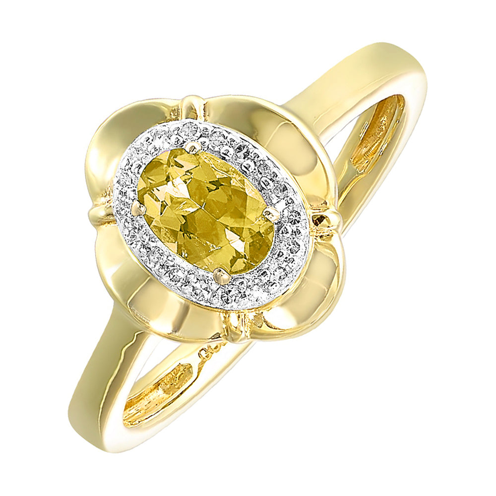 10Kt Yellow Gold Diamond 1/15Ctw & Citrine 3/8Ctw Ring