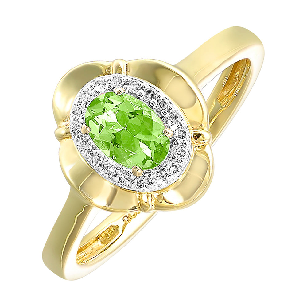 10Kt Yellow Gold Diamond 1/15Ctw & Peridot 1/2Ctw Ring