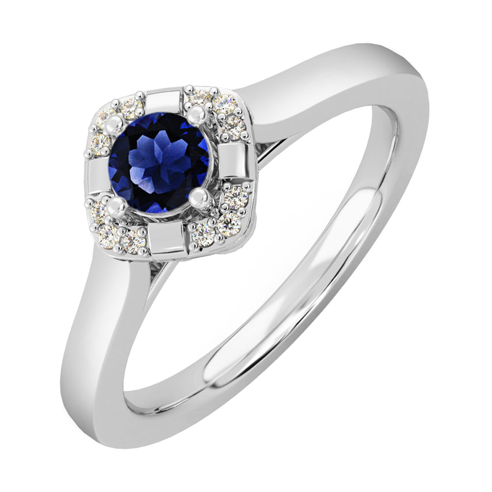 14Kt White Gold Diamond 1/20Ctw & Sapphire 1/3Ctw Ring