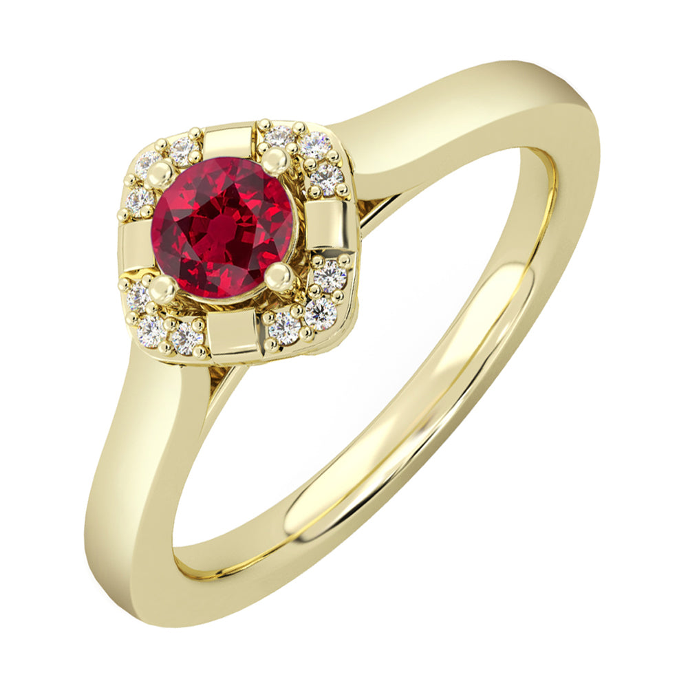 14Kt Yellow Gold Diamond 1/20Ctw & Ruby 1/3Ctw Ring