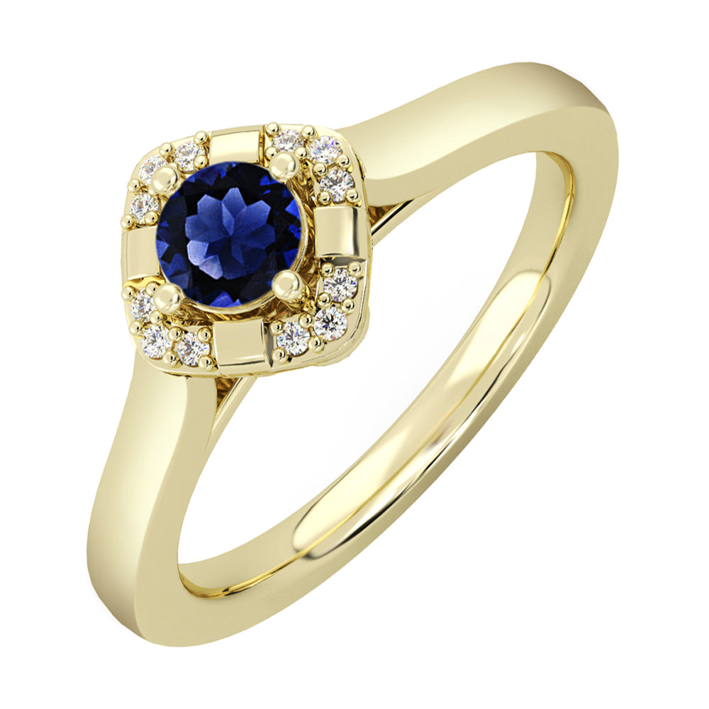 14Kt Yellow Gold Diamond 1/20Ctw & Sapphire 1/3Ctw Ring